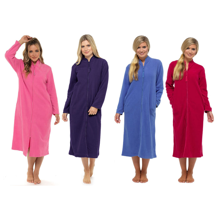 Suzy & Me Ladies Hooded Micro Fleece Full Zip Lounger Dressing Gown (UK,  Numeric, 8, 10, Regular, Regular, FLORAL) : Amazon.co.uk: Fashion