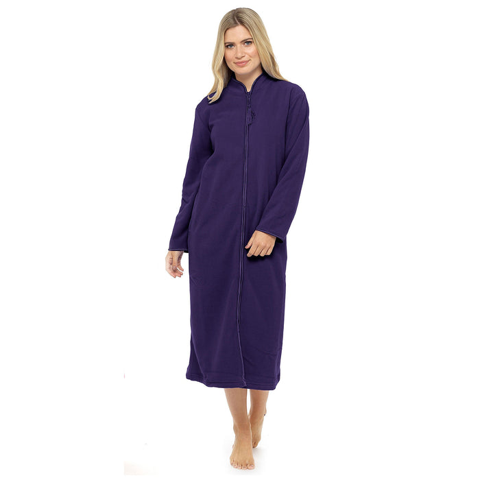 RH Women's Full Front Zip Up Fleece Robe, Casual Nights Housecoat Warm –  Richie House USA