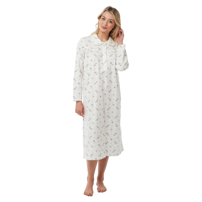 Traditional Style Double Brushed 100% Cotton Winceyette Nightdresses (2 Pack)