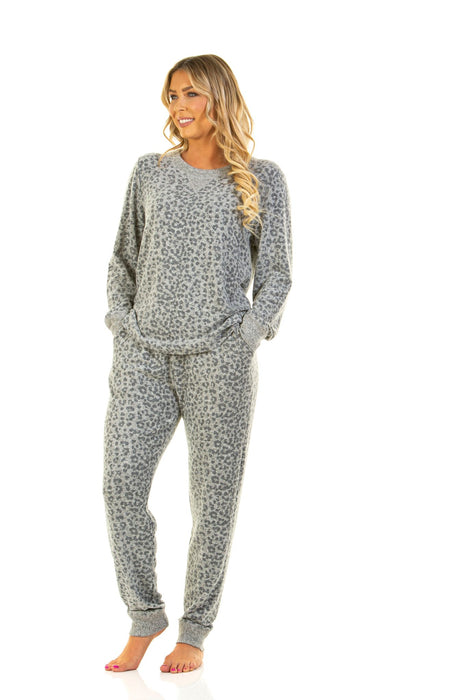 Soft Touch Cloud Knit Leopard Print Lounger Pyjamas