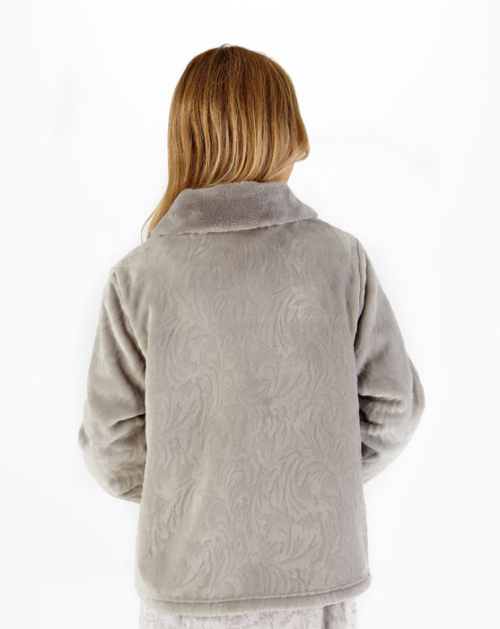 Slenderella Luxury Supersoft Chevron Pattern Fleece Bed Jacket