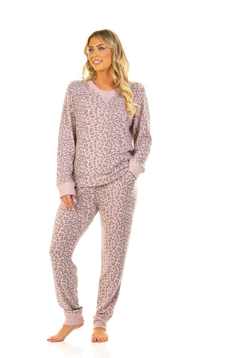 SALE Soft Touch Cloud Knit Leopard Print Lounger Pyjamas