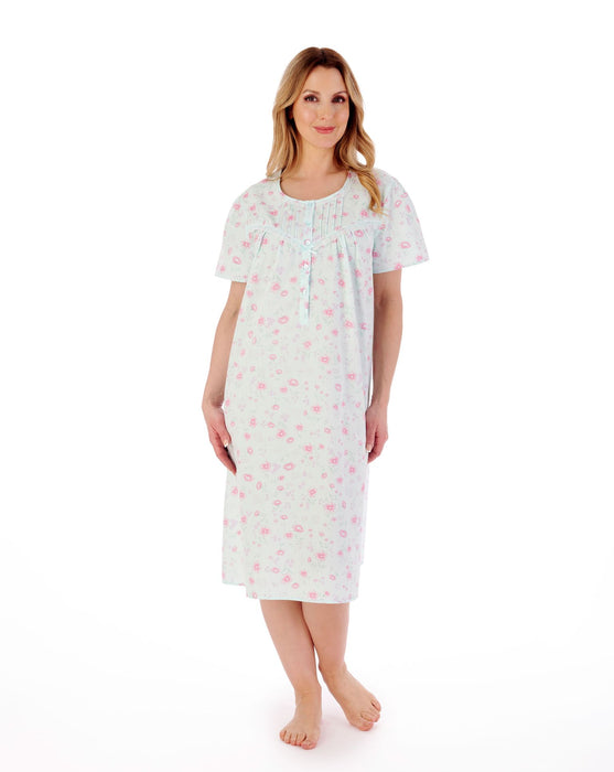 Slenderella Short Sleeve Nightdress in 100%  Cotton with Floral Print