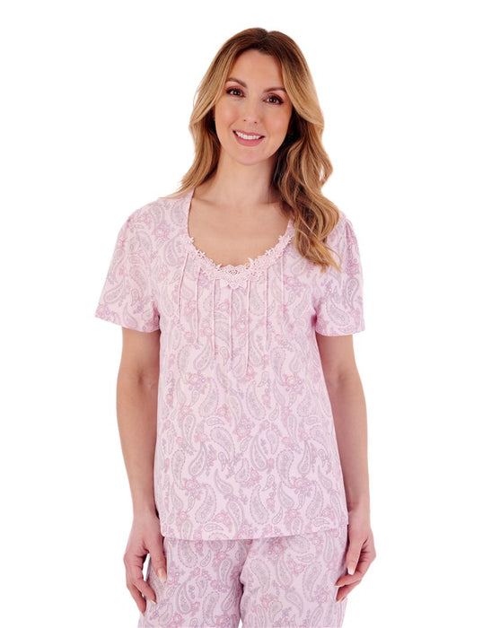 Slenderella Large Pastel Paisley Print Tailored Pyjamas