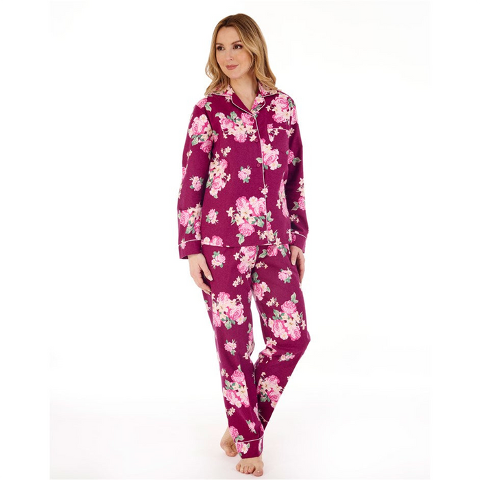 Brushed Cotton Bold Floral Tailored Long Sleeve Pyjamas
