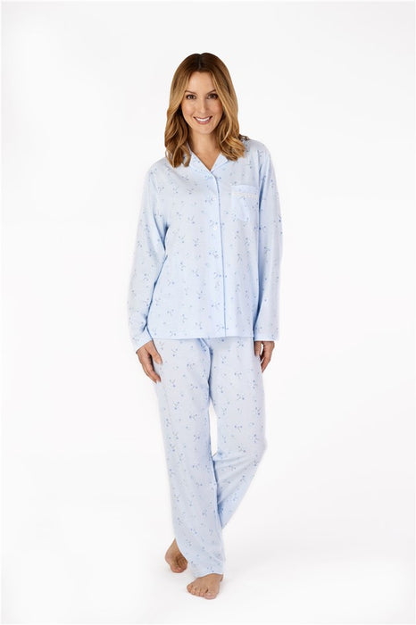 Slenderella Long Sleeve Pyjamas in Jacquard with Floral Print