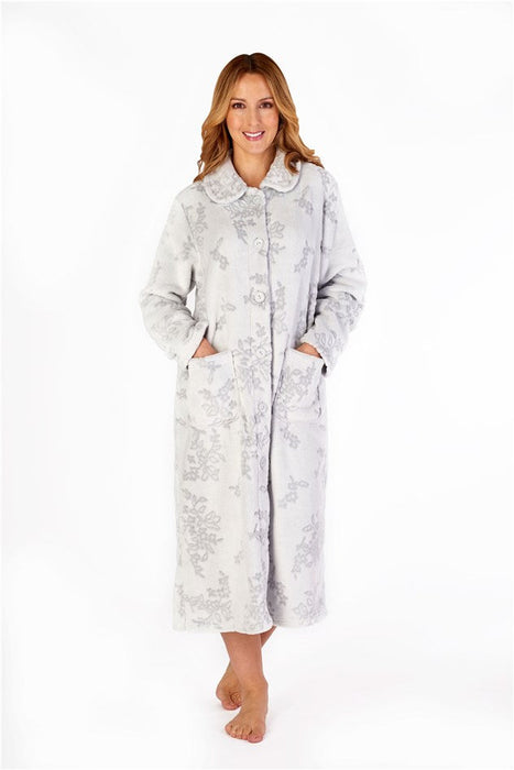 Slenderella Supersoft Floral Effect Button Front Dressing Gown