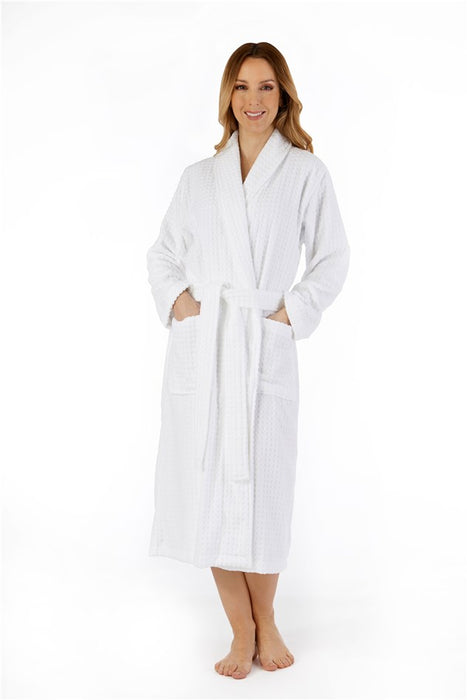 Slenderella Wrap Dressing Gown in Luxury Waffle Velour Style 100% Cotton